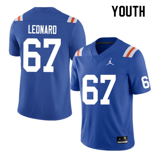 Youth #67 Richie Leonard Florida Gators College Football Jersey Throwback